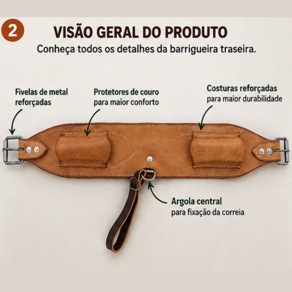 Barrigueira Traseira de Couro Cavalo Mula Resistente