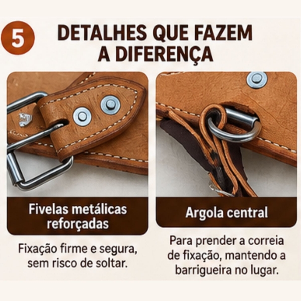 Barrigueira Traseira de Couro Cavalo Mula Resistente