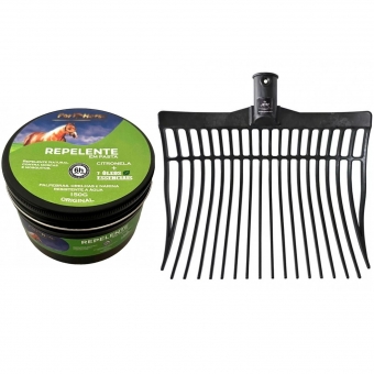 Kit Repelente Pasta Citronela 150g + Garfo Nylon Limpa Baias