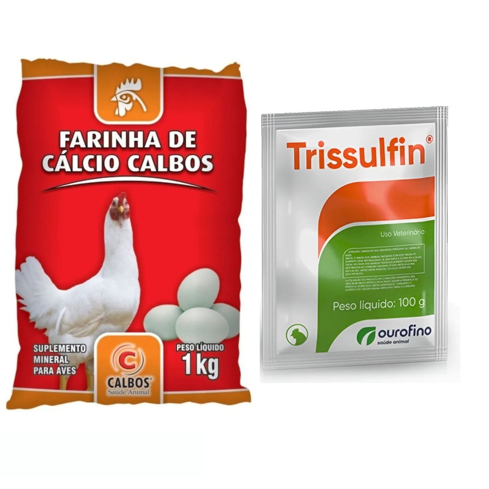 Farinha Cálcio Galinha Suplemento Mineral e Trissulfin Po