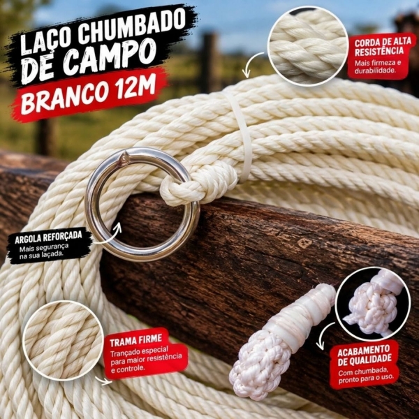 Laço Corda Chumbado de Campo 12M Branco