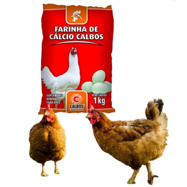 Kit 2 Farinha De Cálcio 1kg Para Galinha Suplemento Mineral