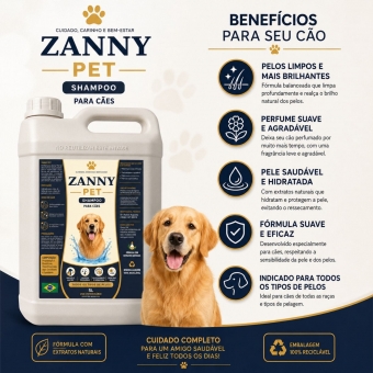 Shampoo Cães Zanny Pet 5L Econômico Profissional Banho Tosa