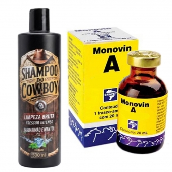 Kit Shampoo Cowboy Masculino Brene Horse 500ml + Monovin A