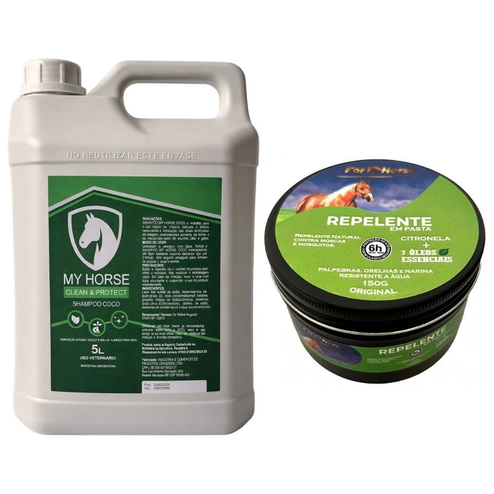 Shampoo de Coco para Cavalos 5L + Repelente pasta citronela