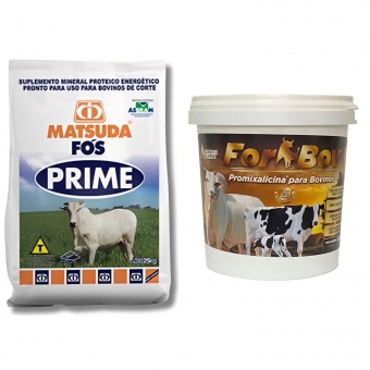 Kit Fós Prime Matsuda 25kg + Suplemento Gado For Bov 1,5kg