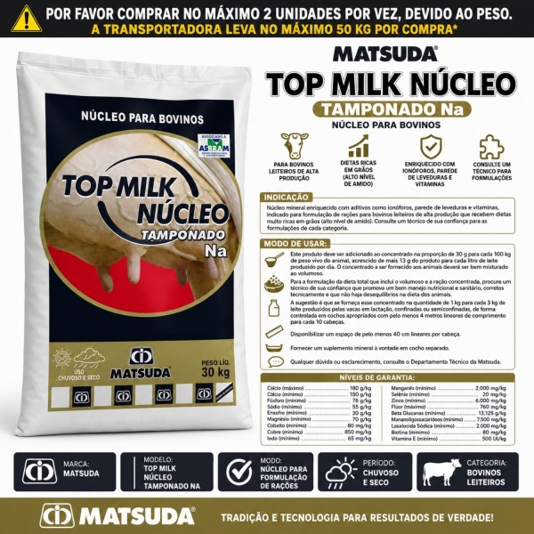 Nucleo Tamponado Vaca Leite Leiteira Bovinos Lactação 25Kg
