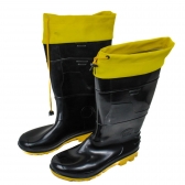 Bota Borracha Pvc Galocha Impermeável Preto/amarela C/amarra