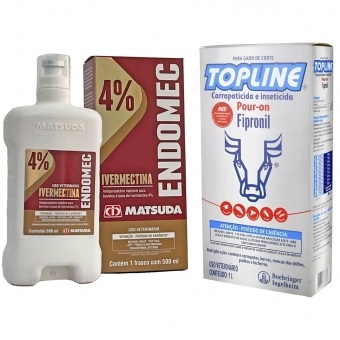 Kit Endomec 500ML + TopLine Pouron Carrapaticida Inseticida