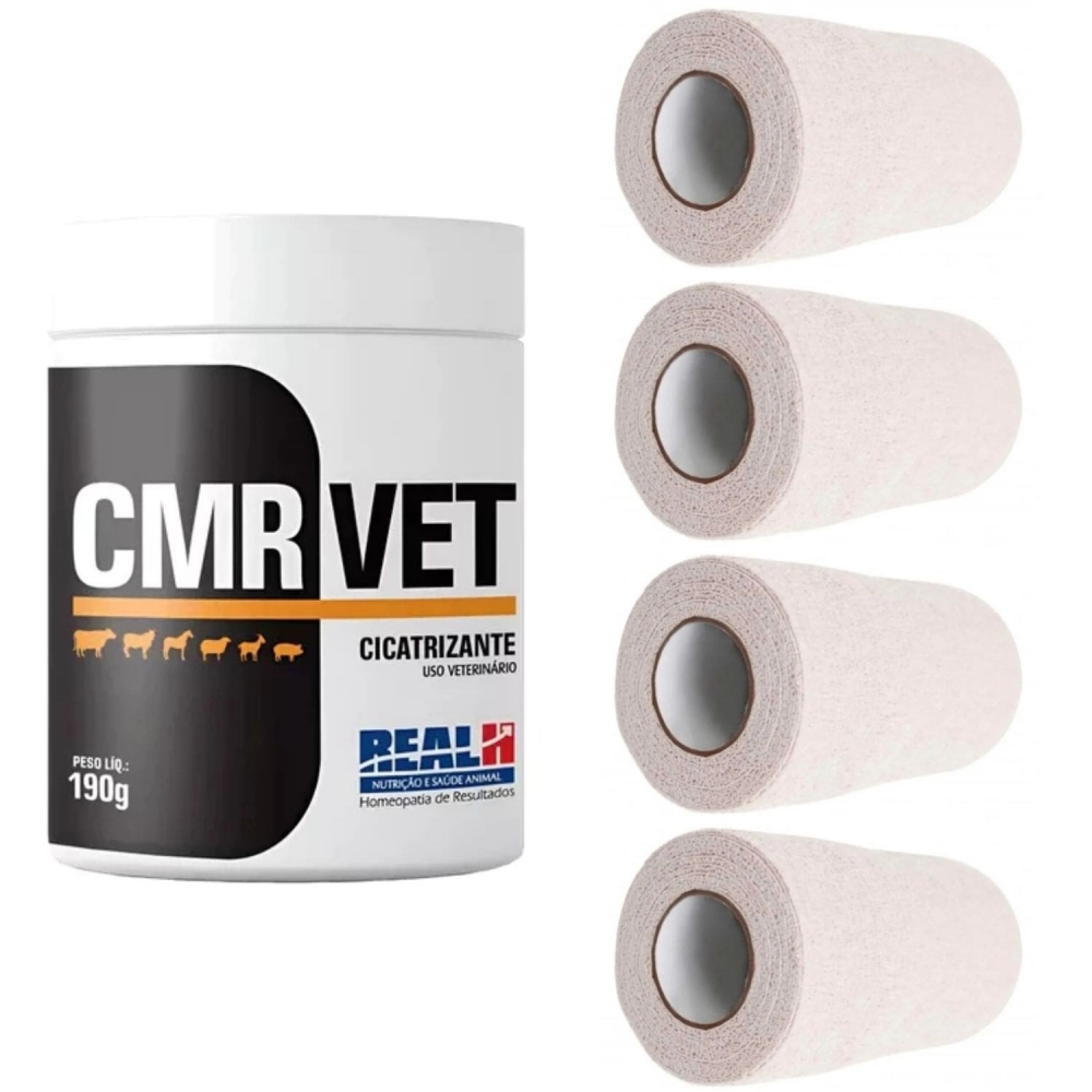 Kit Cmr Vet Pomada Cicatrizante + Bandagem Elastica 4Un