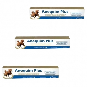 Kit 3 Vermífugo Oral Para Cavalos Anequim Plus Syntec 30G