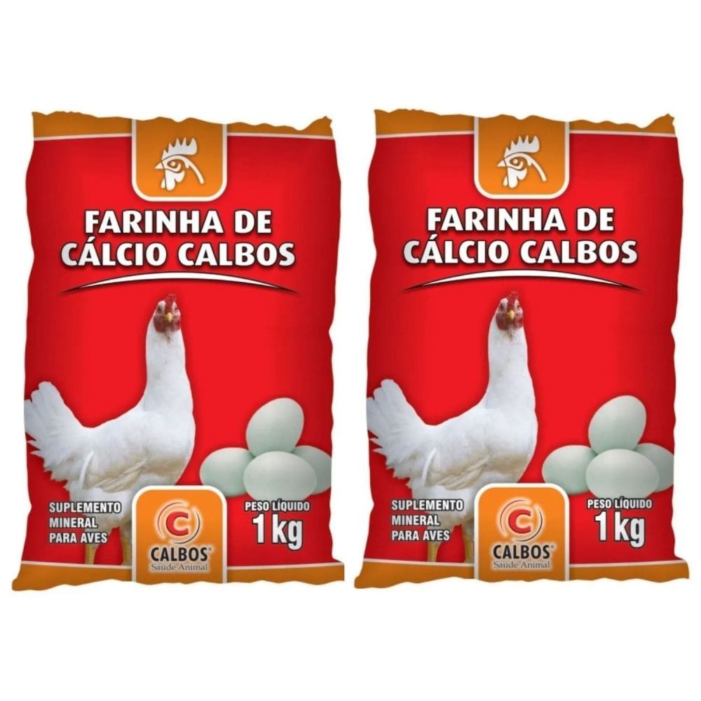 Kit 2 Farinha De Cálcio 1kg Para Galinha Suplemento Mineral