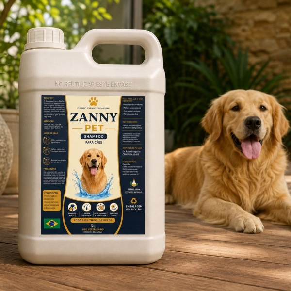Shampoo Canino Zanny Pet 5L Suave Limpeza Profunda Hidratação
