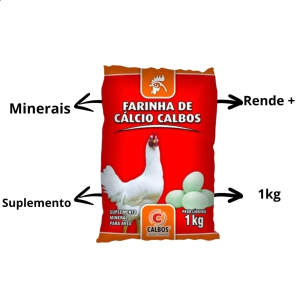 Farinha Cálcio Galinha Suplemento Mineral e Trissulfin Po