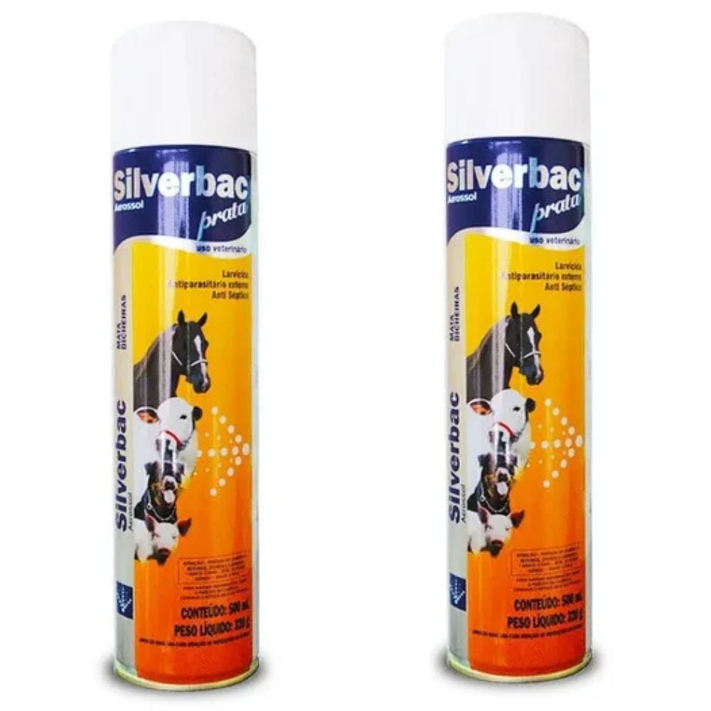 Kit 2 Silverbac Prata 500ml Bovinos Bernes Feridas