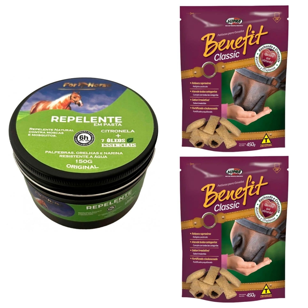 Kit Pasta Repelente contra moscas + 2 Benefit para Cavalos