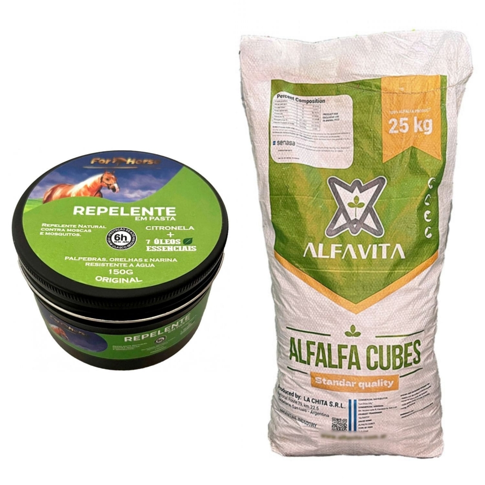 Kit Alfafa cubo saco 25Kg + Repelente Pasta Citronela 150g