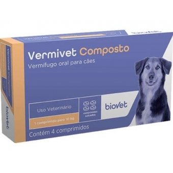 Vermivet Composto Cães Gatos Caixa C/ 4 comprimidos 4x600 mg