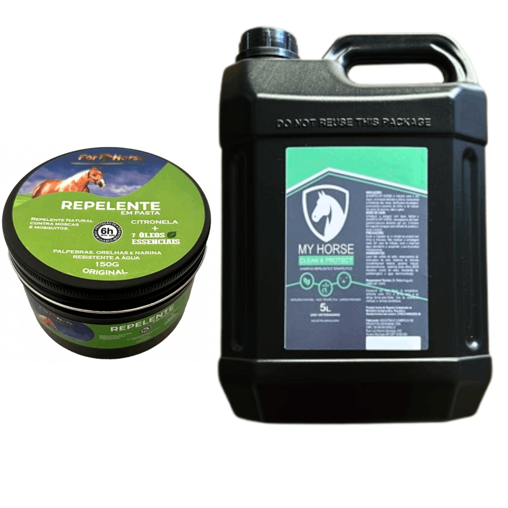 Kit Repelente Pasta + Shampoo Citronela Cavalos 5L MyHorse