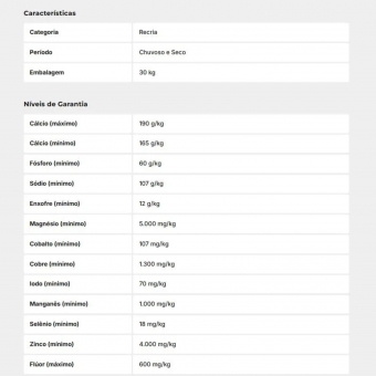 Suplemento Mineral Bovinos Corte Recria Fós Recria Matsuda