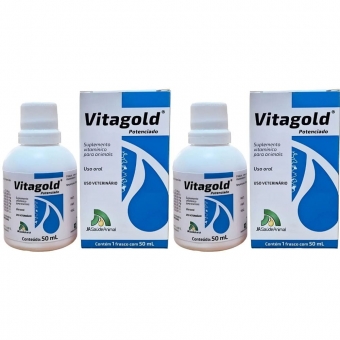 kit 2 Vitagold Potenciado 50Ml Vitamina Aves Bovinos Equinos