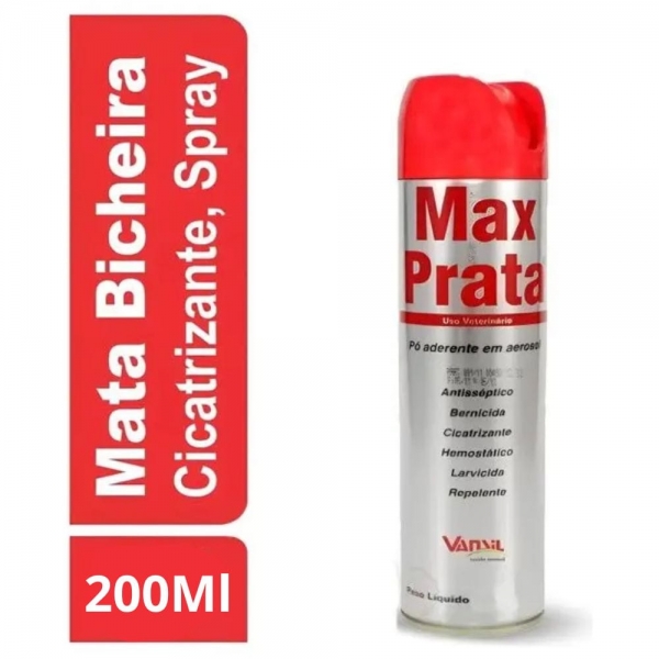Max Prata 200ml Antisséptico Veterinário Uso Externo Spray