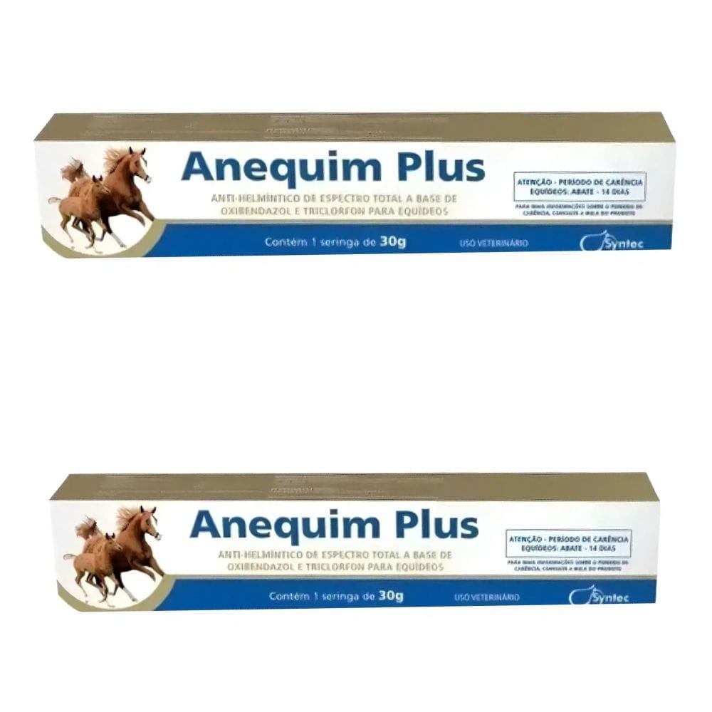 Kit 2 Vermífugo Oral Para Cavalos Anequim Plus Syntec 30G