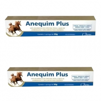 Kit 2 Vermífugo Oral Para Cavalos Anequim Plus Syntec 30G