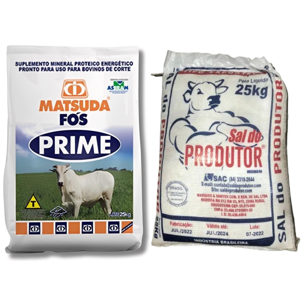 Kit Sal Branco + Sal Mineral Fós Prime Proteinado Matsuda