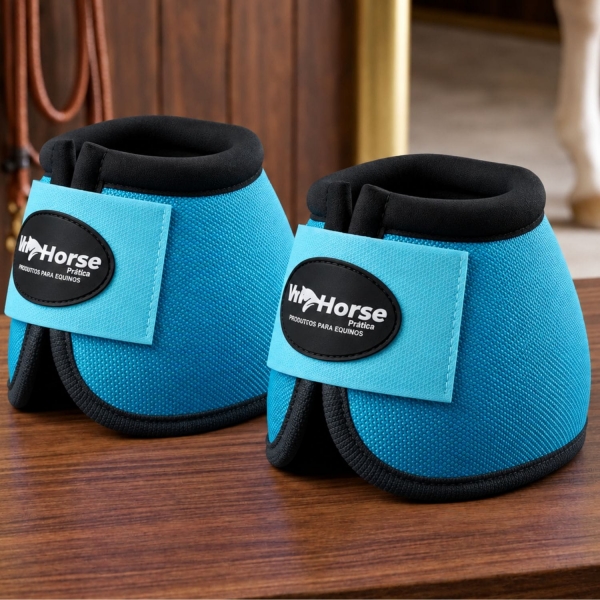 Kit Cloche e Caneleira For Horse Para Equinos Azul