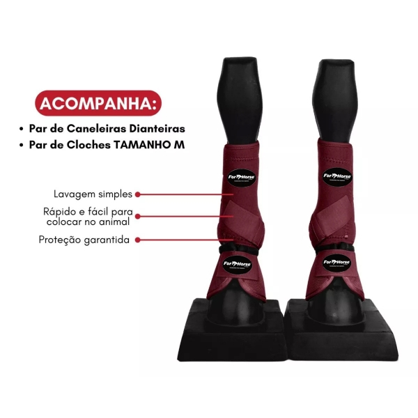 Kit Cloche e Caneleira FOR HORSE - VINHO