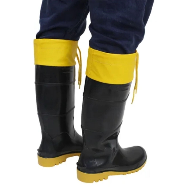 Bota Borracha Pvc Galocha Impermeável Preto/amarela C/amarra