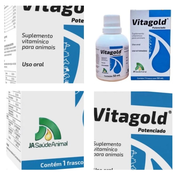 Vitagold Potenciado 50Ml Vitamina Aves Bovinos Equinos