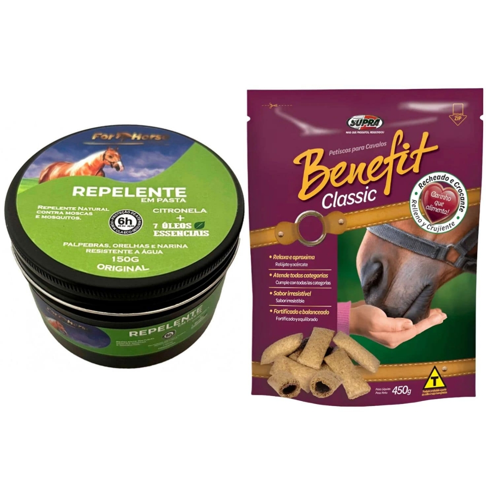 Kit Pasta Repelente contra moscas + Benefit para Cavalos