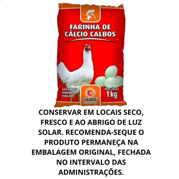 Kit 2 Farinha De Cálcio 1kg Para Galinha Suplemento Mineral
