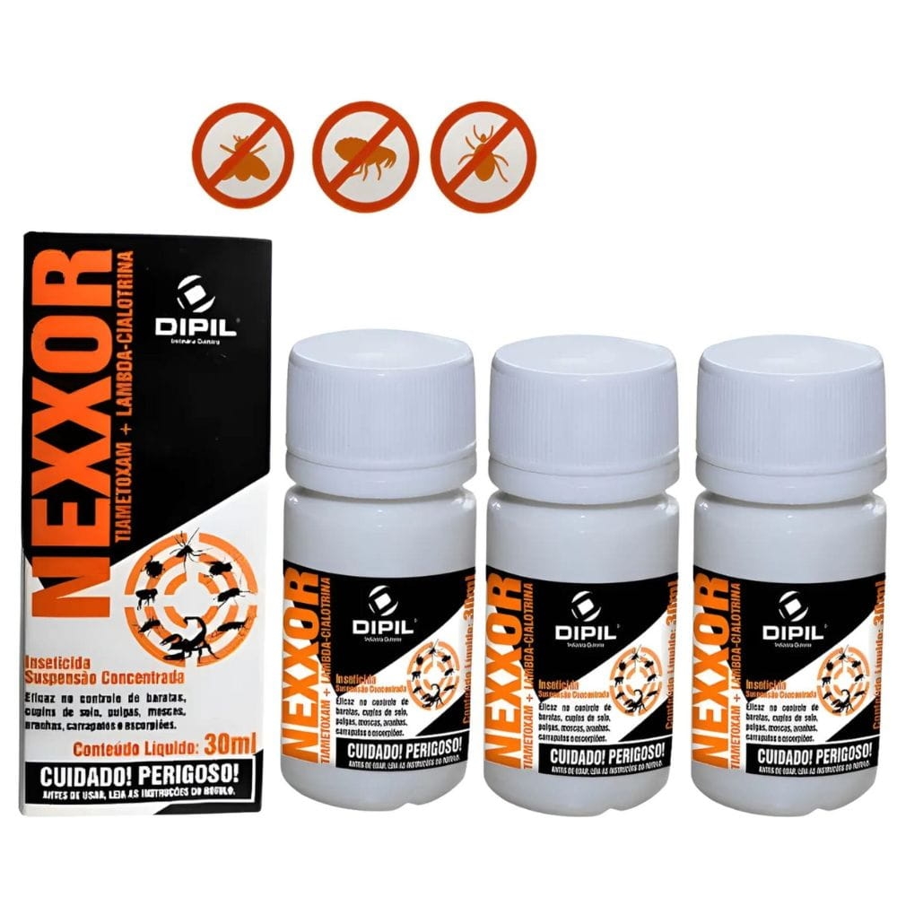 Kit 3 Nexxor 30ml Contra Pulga Carrapato Aranha Barata